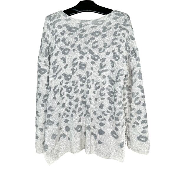 Knox Rose Leopard Print Boucle Textured Pullover Sweater Large - Picture 5 of 12
